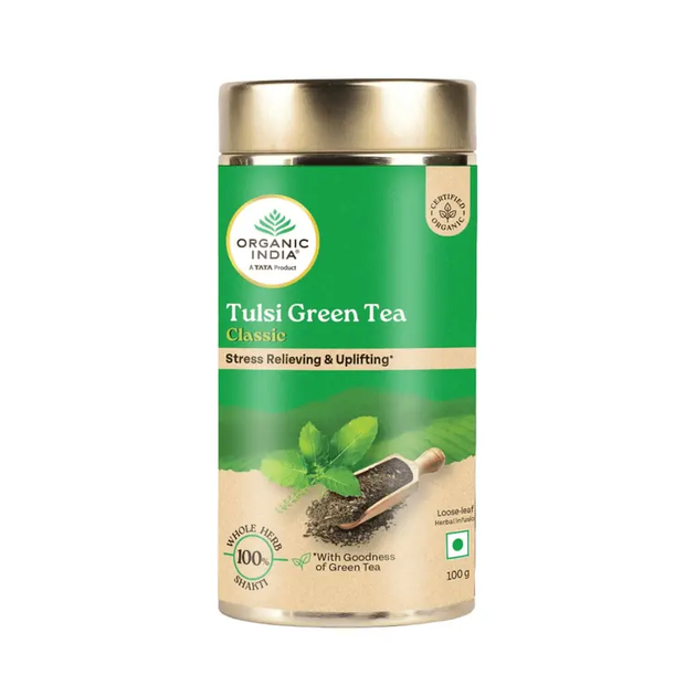Зелёный чай с базиликом Туласи Органик Индия 100г, Tulsi Green Tea Classic Organic India 100g - Фото 3 Зелёный чай с базиликом Туласи Органик Индия 100г, Tulsi Green Tea Classic Organic India 100g - изображение 3