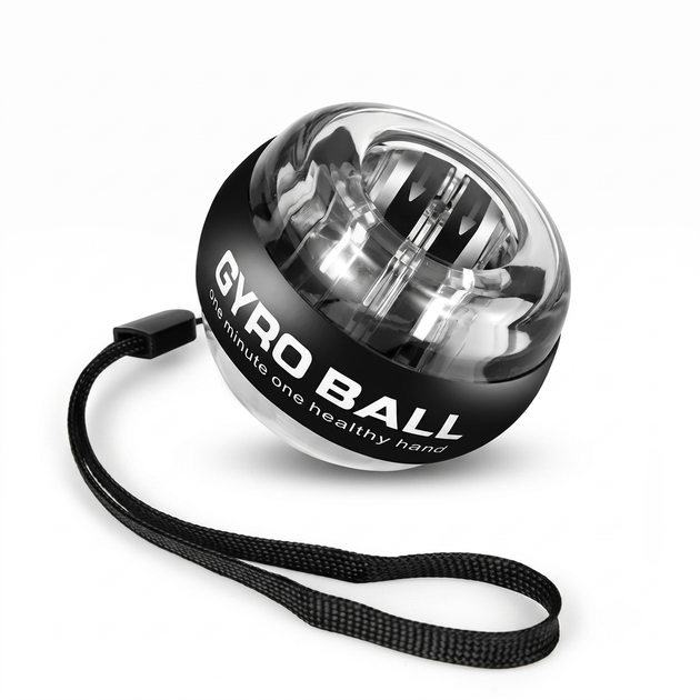 Эспандер кистевой гироскопический со светодиодной подсветкой Gyro Ball кейс и ремешок в комплекте Черный - изображение 7