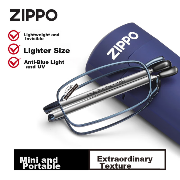 Окуляри для читання ZIPPO складані надлегкі із захистом від синього світла, +1.50, сині - зображення 8