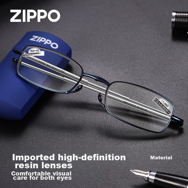 Окуляри для читання ZIPPO складані надлегкі із захистом від синього світла, +1.50, сині - зображення 9