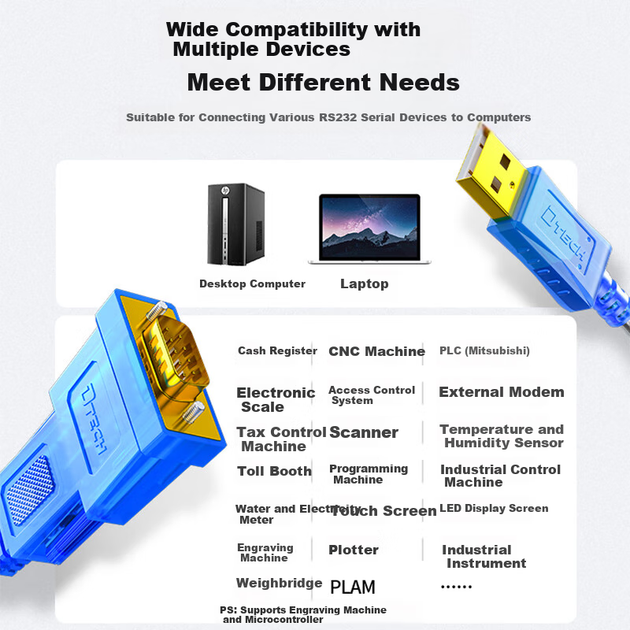 Кабель DTECH DT-5011 USB - RS232 DB9 на чипі FT232, 1.5 м - зображення 5