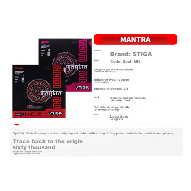Накладка для ракетки настольного тенниса Stiga MANTRA H, красная, толщина 2.1 мм - изображение 9