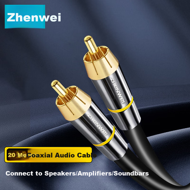Кабель коаксіальний аудіо ZHENWEI RCA SPDIF для сабвуфера та підсилювача, 20 м - зображення 4
