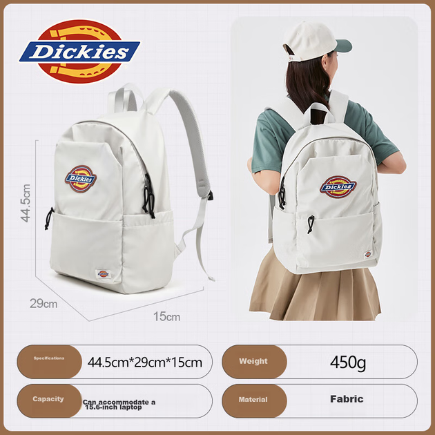Рюкзак Dickies из парусины с отделением для ноутбука, школьный и дорожный, светло-серый с белым - изображение 12