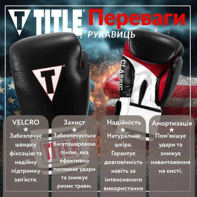 Боксерские перчатки TITLE натуральная кожа XL черные 16 oz - изображение 3