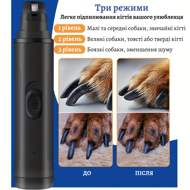 Гриндер для когтей для котов и собак No brand, триммер для ухода за когтями, черный (278-BLACK) - изображение 3