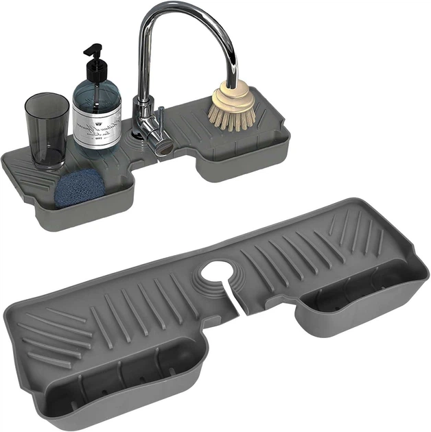 Силиконовый коврик-брызговик для мойки / раковины / смесителя Drain pan AND-94-10-100PCS серый - изображение 2