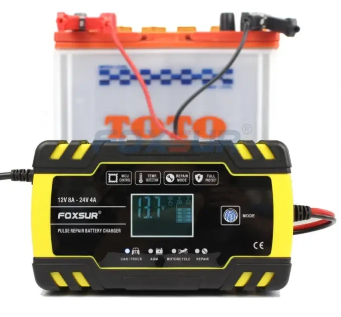 Зарядное устройство Foxsur 12V-8A/24V-4A – идеальный выбор для АКБ авто, AGM и GEL с функцией восстановления - изображение 2