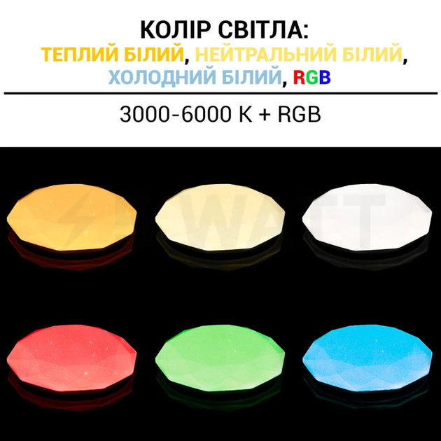 Світильник світлодіодний Biom SMART 3000-6000K 70Вт с д/у (SML-R44-70RGB) - зображення 3