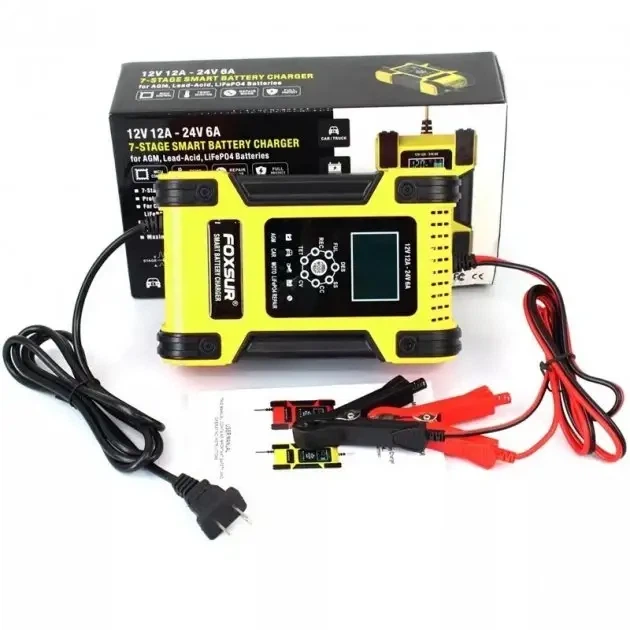 Импульсное зарядное устройство для аккумуляторов Foxsur 12V 12A / 24V 6A с функцией восстановления АКБ - изображение 5