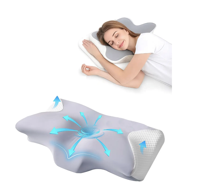 Ортопедическая подушка Ergo Sleep с эффектом памяти анатомической формы для сна с охлаждающей наволочкой Ice Silk поддержкой шеи головы и плеч - Фото 9 Ортопедическая подушка Ergo Sleep с эффектом памяти анатомической формы для сна с охлаждающей наволочкой Ice Silk поддержкой шеи головы и плеч - изображение 9