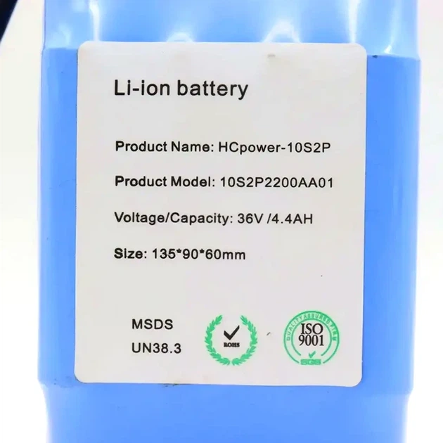 Аккумулятор 4400мАч 36В Li-ion для гироскутера гироборда модель HCpower-10S2P - Фото 5 Аккумулятор 4400мАч 36В Li-ion для гироскутера гироборда модель HCpower-10S2P - изображение 5