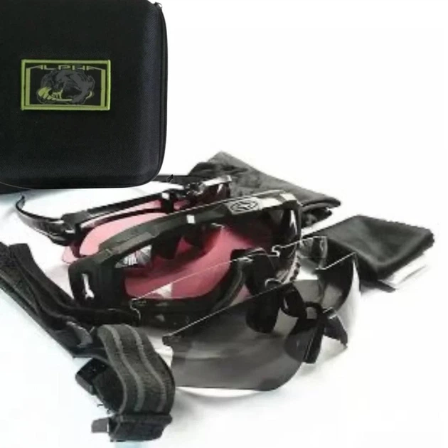 Очки-маска защитные Alpha Oakley 2в1 антифог со сменными линзами, черные - Фото 2 Очки-маска защитные Alpha Oakley 2в1 антифог со сменными линзами, черные - изображение 2