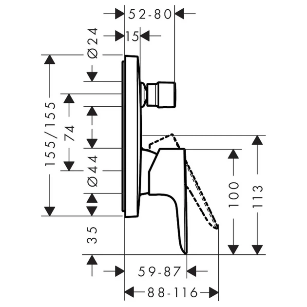 Hansgrohe Talis E Змішувач для ванни/душа, чорний матовий (71745670) - зображення 2