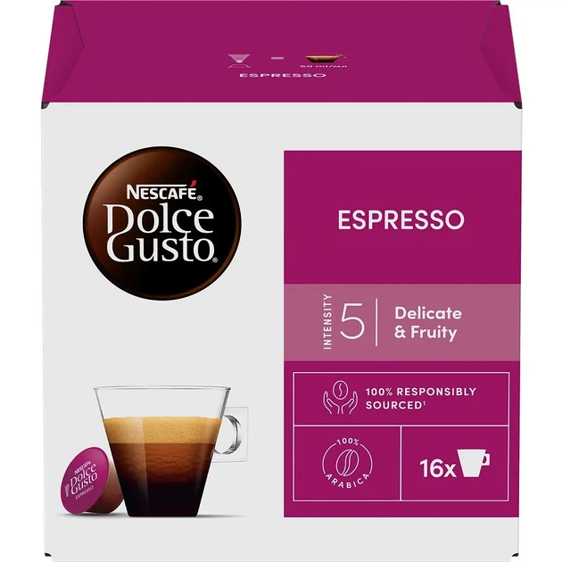 Капсули Nescafe Dolce Gusto Espresso нескафе дольче густо еспрессо 16 капсул - Фото 1 Капсули Nescafe Dolce Gusto Espresso нескафе дольче густо еспрессо 16 капсул - зображення 1