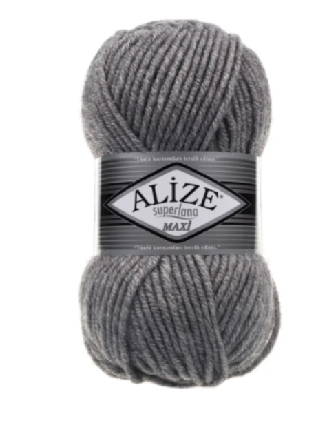 Пряжа для в'язання Alize Super Lana MAXI 21 сірий - Фото 1 Пряжа для в'язання Alize Super Lana MAXI 21 сірий - изображение 1
