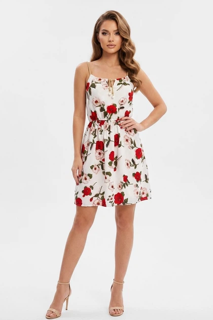 Сарафан жіночий білого кольору з принтом Fashion розмір 42-44 (217435) - Фото 1 Сарафан жіночий білого кольору з принтом Fashion розмір 42-44 (217435) - зображення 1