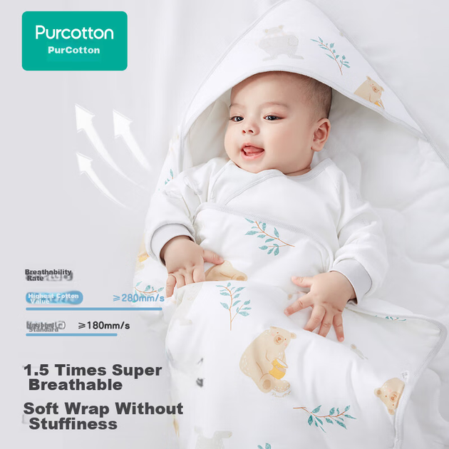 Пеленка PurCotton для новорожденных из хлопка всесезонная со слоником, 90 см - изображение 12