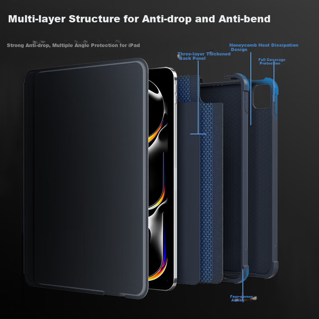 Чохол-клавіатура для планшета Apple iPad Air 13" 2026/2025/2024/Pro 12.9" 2022/2021/2020/2018 MUSTTRUE T5509D Dark Grey - Фото 9 Чохол-клавіатура для планшета Apple iPad Air 13" 2026/2025/2024/Pro 12.9" 2022/2021/2020/2018 MUSTTRUE T5509D Dark Grey - зображення 9