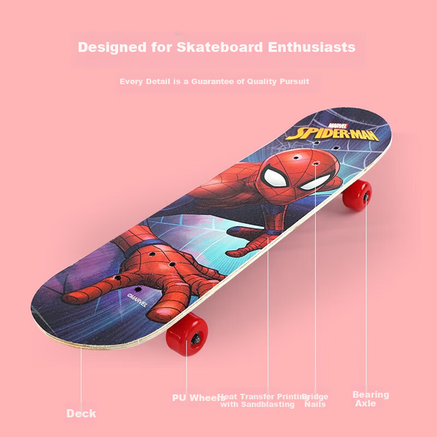 Скейтборд Disney Spider-Man дитячий двосторонній, чотириколісний, для початківців - зображення 3