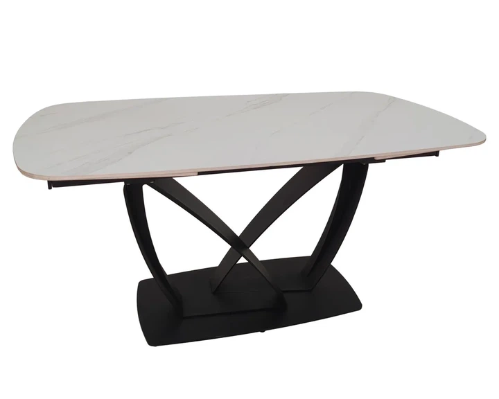 Обеденный стол TYLER CERAMIC раскладной 160(240)x90 см керамика белый мат/железо черное - Фото 1 Обеденный стол TYLER CERAMIC раскладной 160(240)x90 см керамика белый мат/железо черное - изображение 1