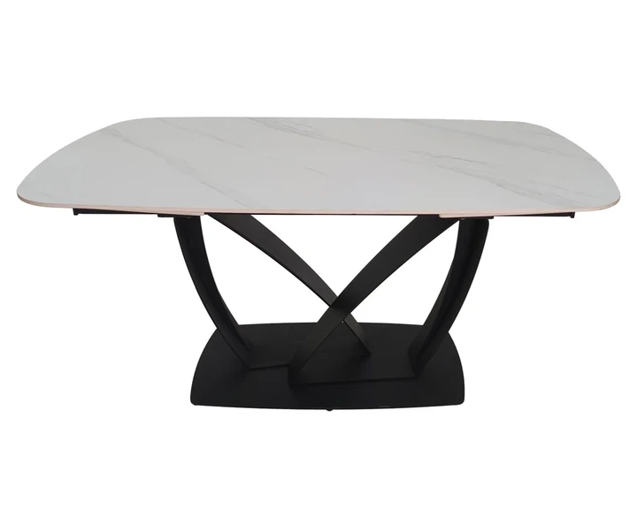 Обеденный стол TYLER CERAMIC раскладной 160(240)x90 см керамика белый мат/железо черное - Фото 2 Обеденный стол TYLER CERAMIC раскладной 160(240)x90 см керамика белый мат/железо черное - изображение 2