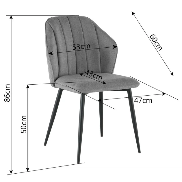 Стул NEIL чёрный каркас серая ткань 86x47x60 см - изображение 10
