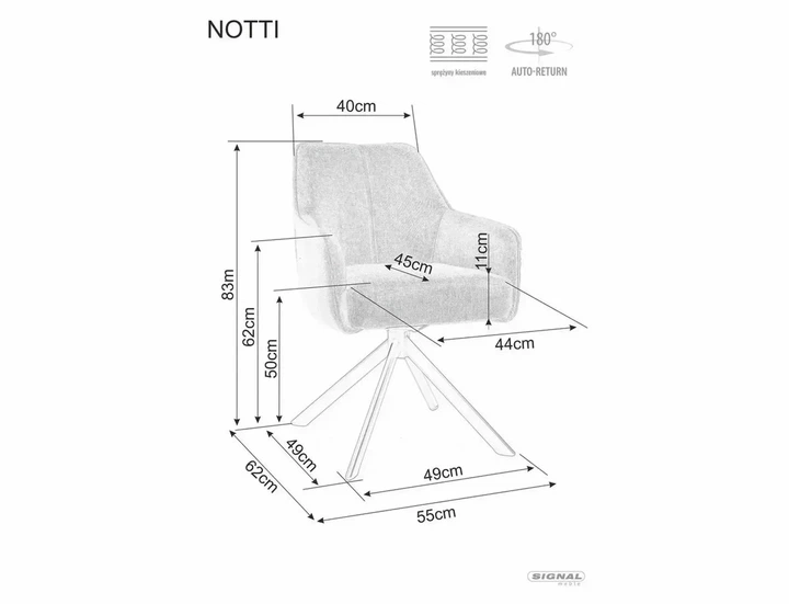 Стул вращающийся NOTTI LEO 180° металл/ткань Leo черный матовый/кемел 35 - изображение 4