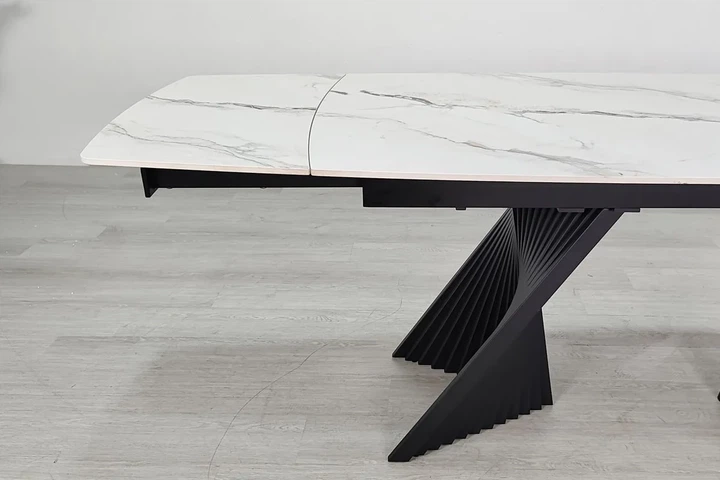 Стол обеденный раскладной EDMUND CERAMIC 160(240)x90 см керамика белый мат/железо черный - изображение 9