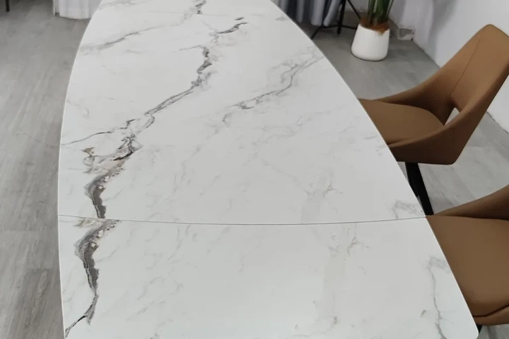 Стол обеденный раскладной EDMUND CERAMIC 160(240)x90 см керамика белый мат/железо черный - изображение 10