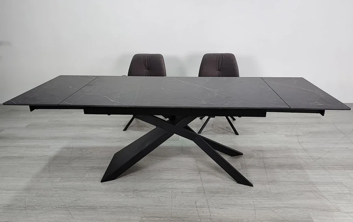 Стіл обідній розкладний MADISON CERAMIC 160(240)x90 см кераміка чорний матовий - зображення 3