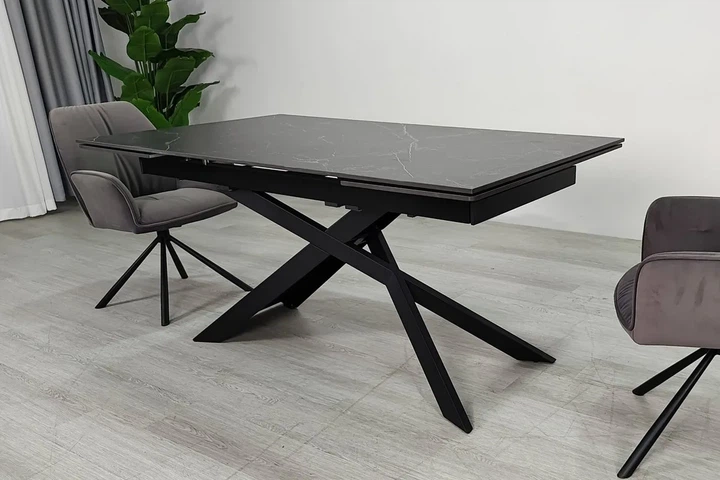 Стіл обідній розкладний MADISON CERAMIC 160(240)x90 см кераміка чорний матовий - зображення 5
