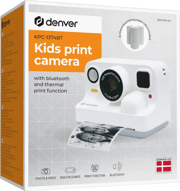 Дитячий фотоапарат Denver з принтером 2.4" Білий (KPC-1374BTW WHITE) - зображення 2