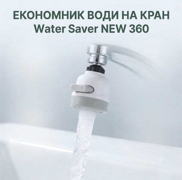 Экономитель воды насадка на кран аэратор Water Saver NEW 360 - Фото 1 Экономитель воды насадка на кран аэратор Water Saver NEW 360 - изображение 1