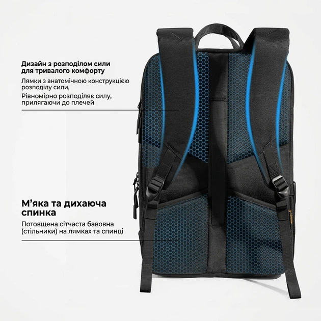 Рюкзак Tomtoc для ноутбука 16" мужской противоударный для деловых поездок - изображение 6