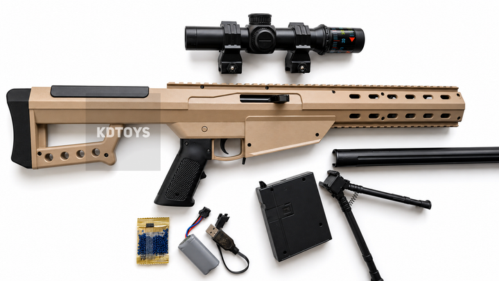 Детская снайперская винтовка Barrett M82A1 на аккумуляторе с орбизами, прицелом и сошками Снайперка Баррет Размер 92 см - изображение 2