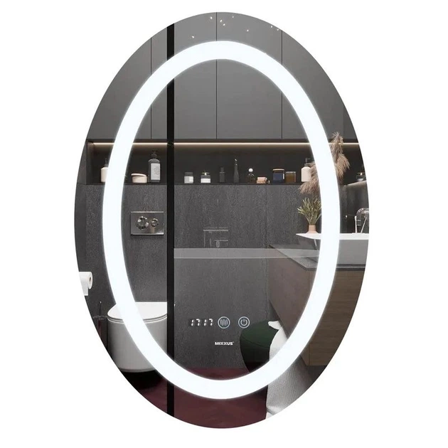 Зеркало для ванной MIXXUS PLAIN MV02-50x70 LED Anti-Fog с подсветкой, подогревом, часами и диммером 50х70 см - изображение 9
