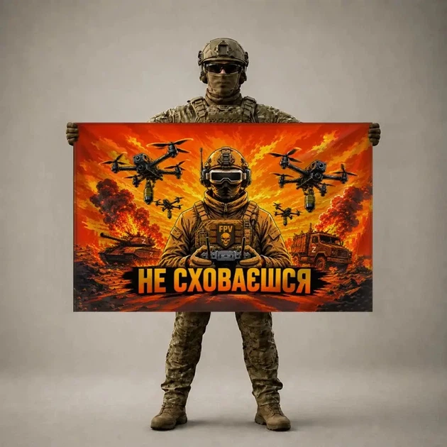 Прапор Не сховаєшся 1400х900 мм - Фото 3 Прапор Не сховаєшся 1400х900 мм - зображення 3