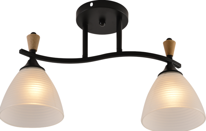 Люстра потолочная Light House SRS-20715/2 черный + дерево, плафон белый - изображение 3