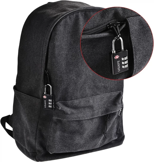 Замок підвісний USafe CP-03-TSA кодовий металевий чорний з TSA доступом - Фото 7 Замок підвісний USafe CP-03-TSA кодовий металевий чорний з TSA доступом - зображення 7