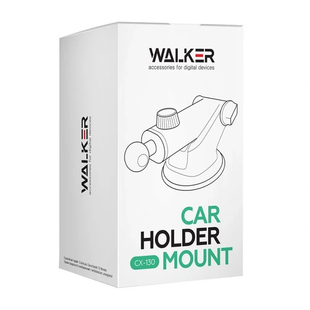 Автомобильный держатель WALKER CX-130 вакуумный черный пластик 24 см - Фото 6 Автомобильный держатель WALKER CX-130 вакуумный черный пластик 24 см - изображение 6