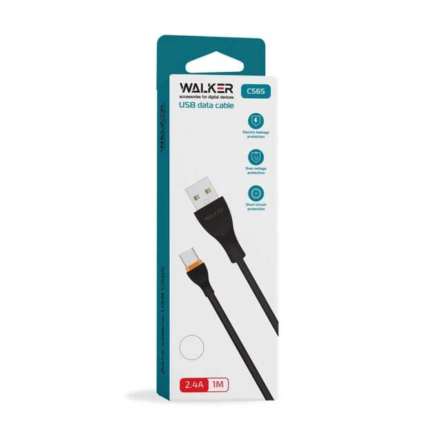 Кабель USB Lightning WALKER C565 силіконовий 2.4А 1 м білий - Фото 4 Кабель USB Lightning WALKER C565 силіконовий 2.4А 1 м білий - зображення 4