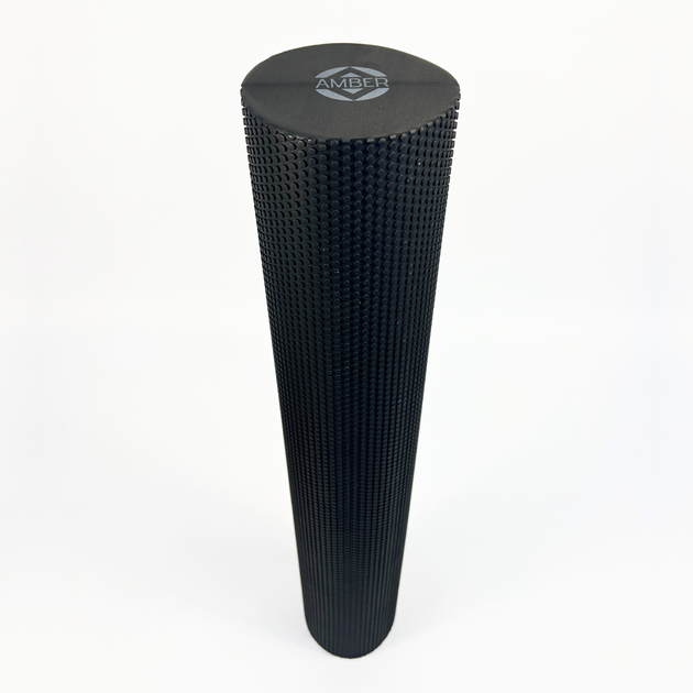 Масажний ролик для спини та БФР Foam Roller Amber Point 90×15 см чорний - зображення 2