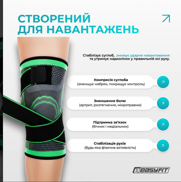Компрессионный наколенник EasyFit с ремнями (M) (EF-0085-M) - изображение 4