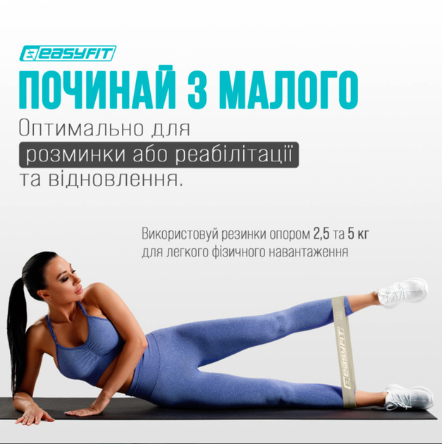 Резинки для фитнеса EasyFit MonoBand набор 5 шт (EF-1813-GY) - изображение 3