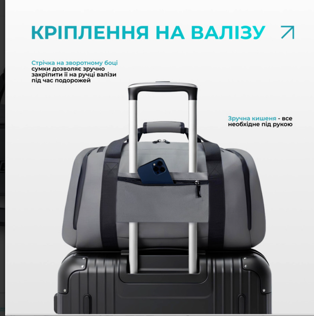 Спортивная сумка-рюкзак EasyFit BackBag 28 л (EF-8003-GY) - изображение 5