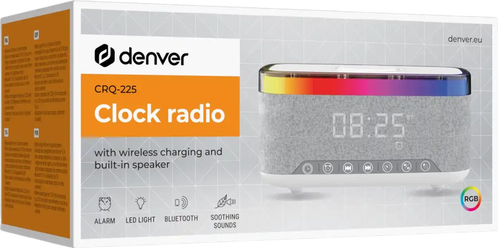 Radiobudzik Denver Bluetooth FM z ładowarką bezprzewodową (CRQ-225) - obraz 2