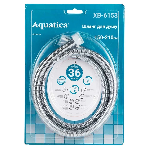 Шланг для душа 1/2" растяжной 150-210 см SS хромированный AQUATICA XB-6153 - изображение 6