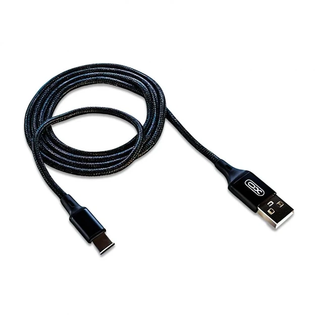 Кабель USB Type-C XO NB143 2.1A тканинний 1м чорний - Фото 2 Кабель USB Type-C XO NB143 2.1A тканинний 1м чорний - зображення 2