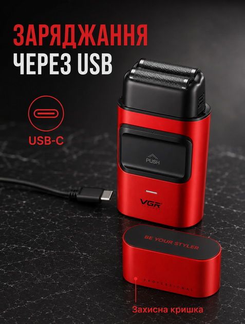Электробритва шейвер для лица и головы с USB зарядкой и двойной сеткой с титанoвым покрытием 9000 об/мин 2000 мАч до 180 мин - изображение 4
